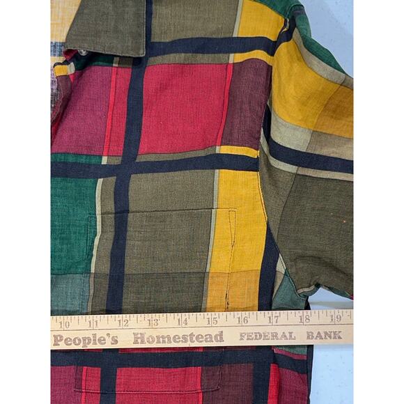 Jones‎ New York Button Up Shirt Size 4 Small Vintage Linen Plaid 80s 90s Retro - Picture 4 of 9